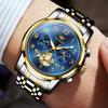 OLEVS Fashion Business Mens Wristwatches Gold Clock Male Stainless Steel Waterproof Calendar Quartz Watches