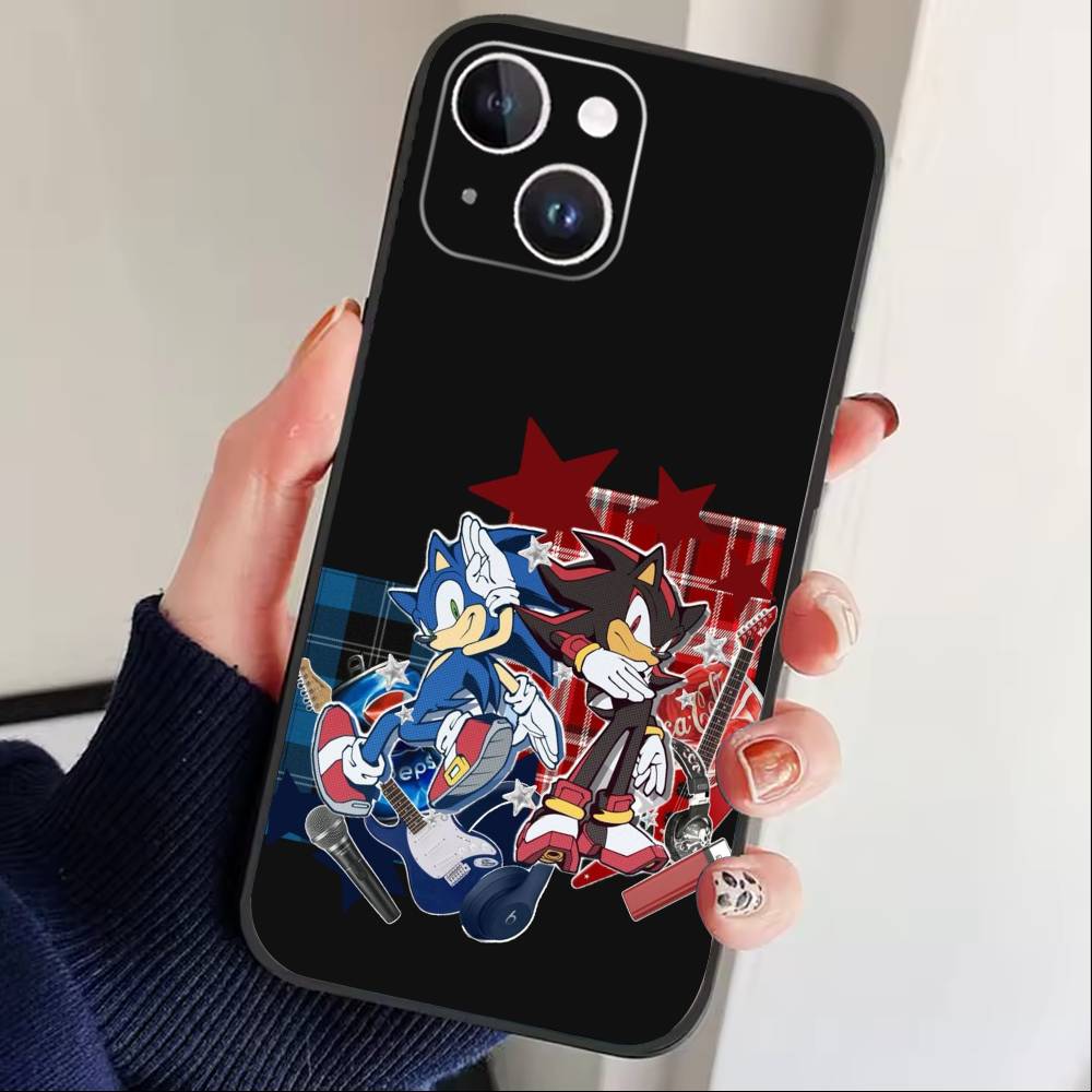 Hedgehog Knuckles Phone Case For iPhone 17 16 15 14 13 12 Max Plus Silicone Black Cover