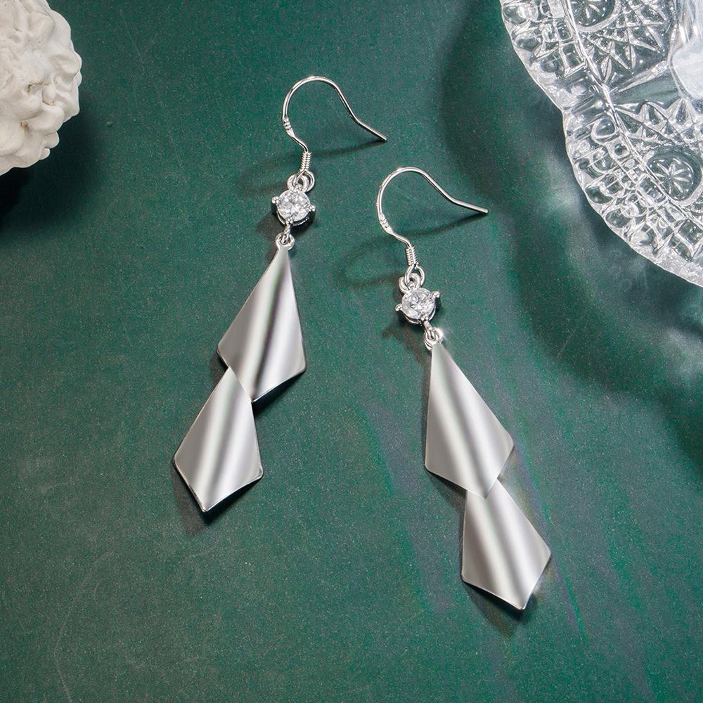 Женские корейские модные элегантные 925 посеребренные антиаллергенные простые цирконовые кристаллы с двойным листом и крючками, висячие серьги, женские украшения для ушей с кисточками, рождественский подарок