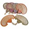 Gift Colorful Hand-woven Straw Fan Bohemian Anti-Mosquito Decorative Handmade Fan Portable Vintage Cattail Fan Beach