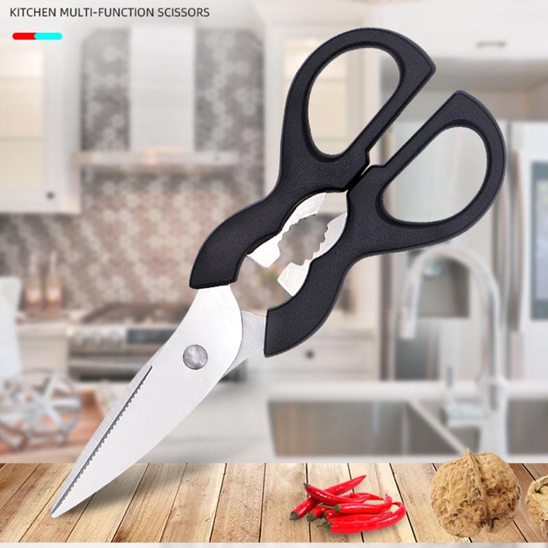 Stainless Steel Blade ABS Handle Multi Barbecue Clips Gourd Household Kitchen Scissors With Beer Opener Nutcracker