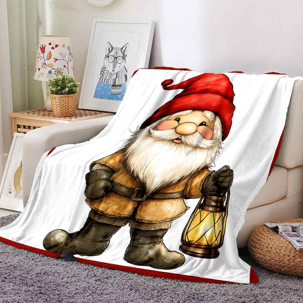 1Pc Christmas Gnome Parade Blanket Soft Throw Blanket For Home Bedroom Bed Sofa Travel Office Solid Christmas Blanket