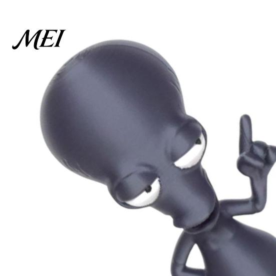 Funny Alien Decor 3D Printed Ornament, Figurine, Collectible Big Head Stable Base Statue for Desk Shelf Decor, Lovers Gift Unique Friends