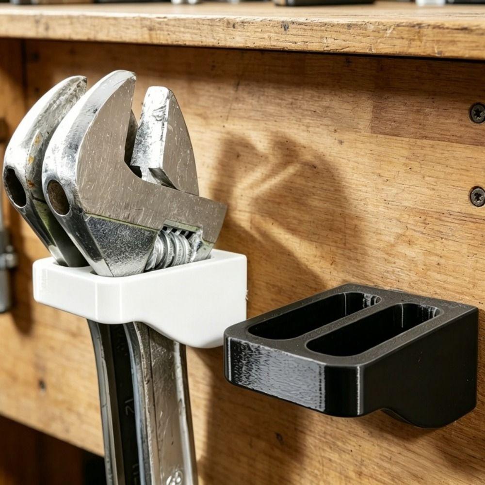 2-Slot Design Tool Organizer Plastic Wall Mounted Rack Practical Wrench Storage Rack Tool Storage