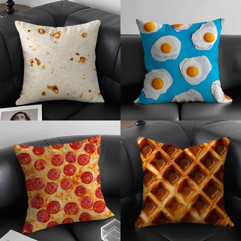 Funny Pillow Food Fried Egg Case Home Dorm Chair Back Short Plush Double-sided Printing Office Nap Time Cushion Cover