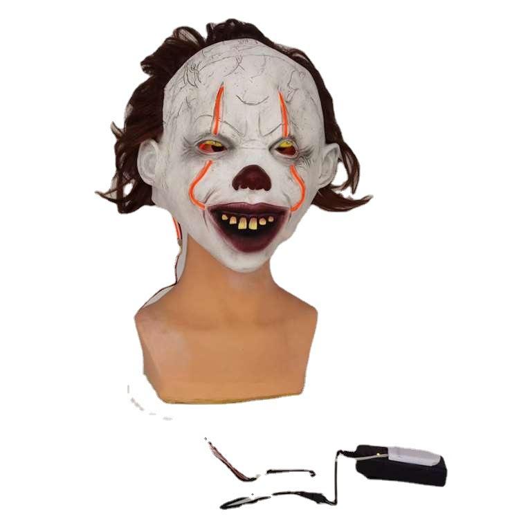 Hot Sale LED Horror Party Costume Prop: The Soul-Return Clown Mask Movie-themed wigs and headpieces