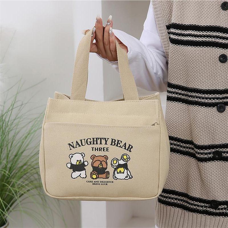 Сумка-тоут из холста с милым мультяшным принтом и универсальным рисунком для офисного работника