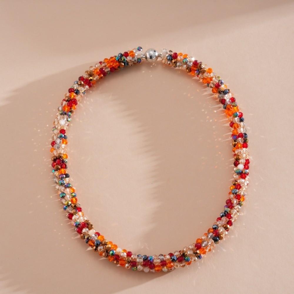 Colored Glass Bead Vintage Ethnic Glass Necklace Neck Jewelry Retro Lovers Choker Holiday