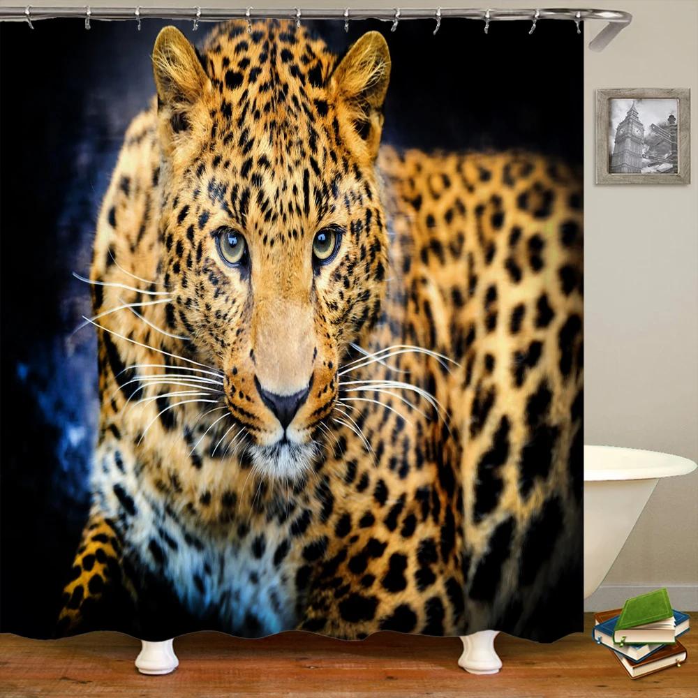 Животные напечатаны лев, тигр, кошка, Слон, 3d Занавески для ванной Водонепроницаемая полиэстеровая ткань Моющаяся занавеска для душа для ванной с крючком