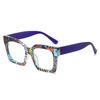 Color Pattern Large Frame Anti-Blue Light Flat Mirror, Street Shot Face Thin Glasses Frame