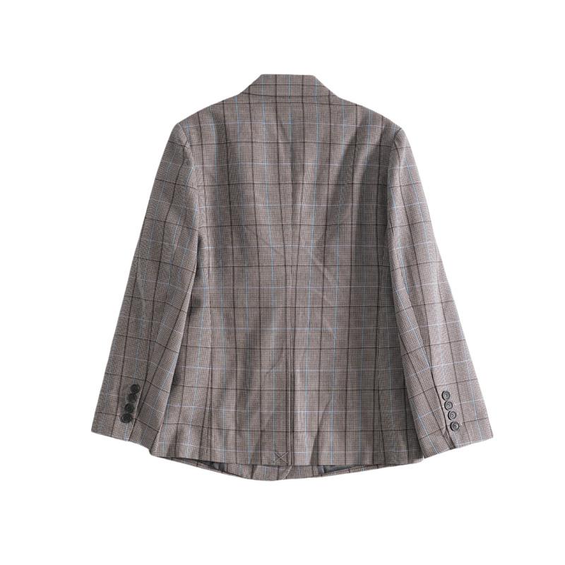 Di*Su Girl Series Double-Breasted Plaid Suit Coat