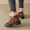 Женская обувь 2024, модные женские ботинки с леопардовым принтом, новые повседневные ботинки на молнии сзади, женские пикантные теплые ботильоны на квадратном каблуке