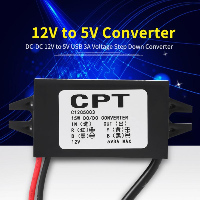 - 12V To 5V 3A USB Converter Voltage Step Down Regulator for Car Smartphone
