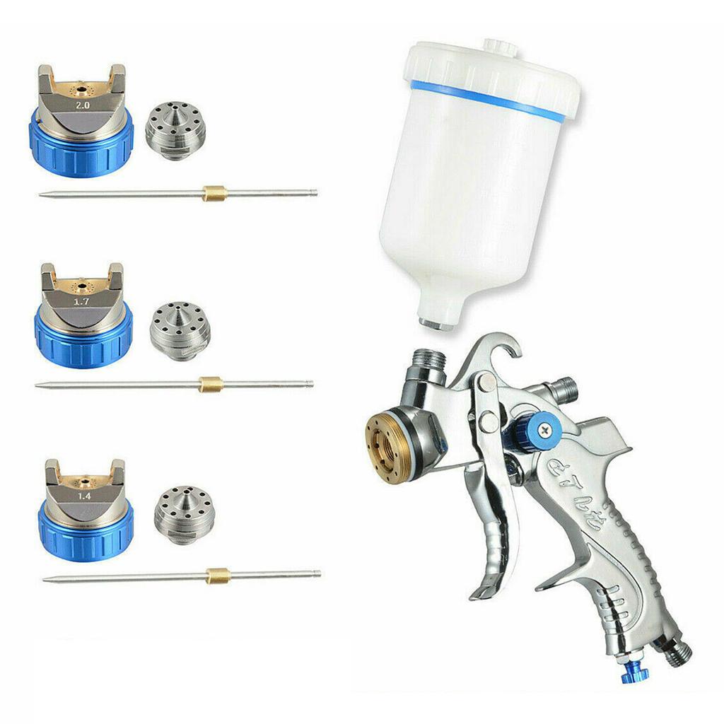 HVLP Professional Spray Gun 1.4mm 1.7mm 2.0mm Steel Nozzle Household Spray Gun Portable Car Paint Spray Gun Kit Pneumatic Tools