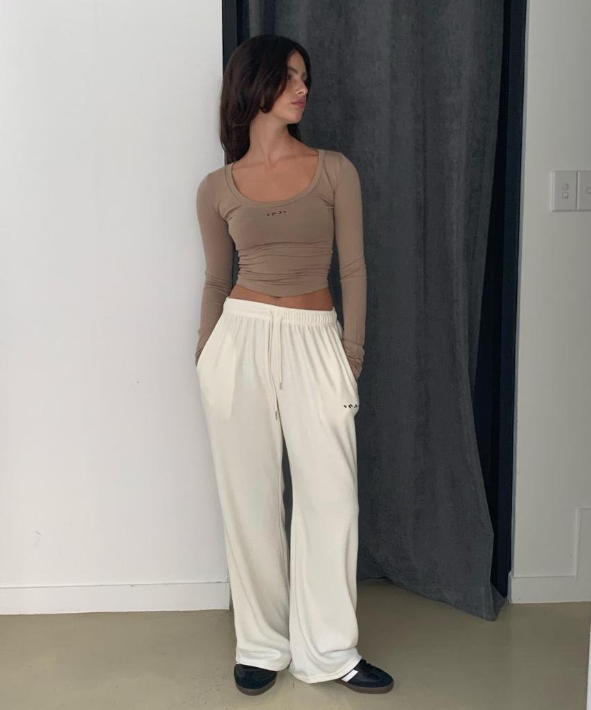 INJIACTIVE Ribbed Sweatpants Ivory