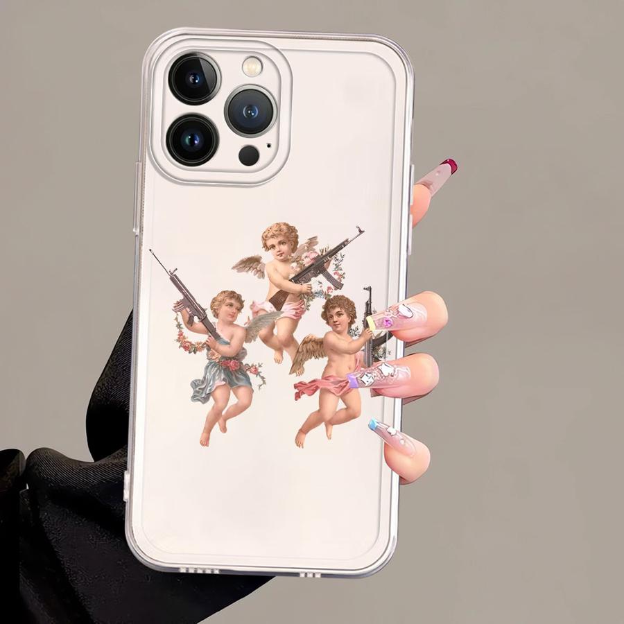 Мягкий чехол-бампер 'Ангел Малыш' для iPhone 17 Pro Max 13 Pro 15 16 XR 11 12 Mini XS Max Air 7 8 14 Plus