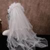 Ретро Свадебное Платье Феи для Невесты с 3D Цветочным Жемчужным Вуалем с Кисточками и Многослойным Ободком