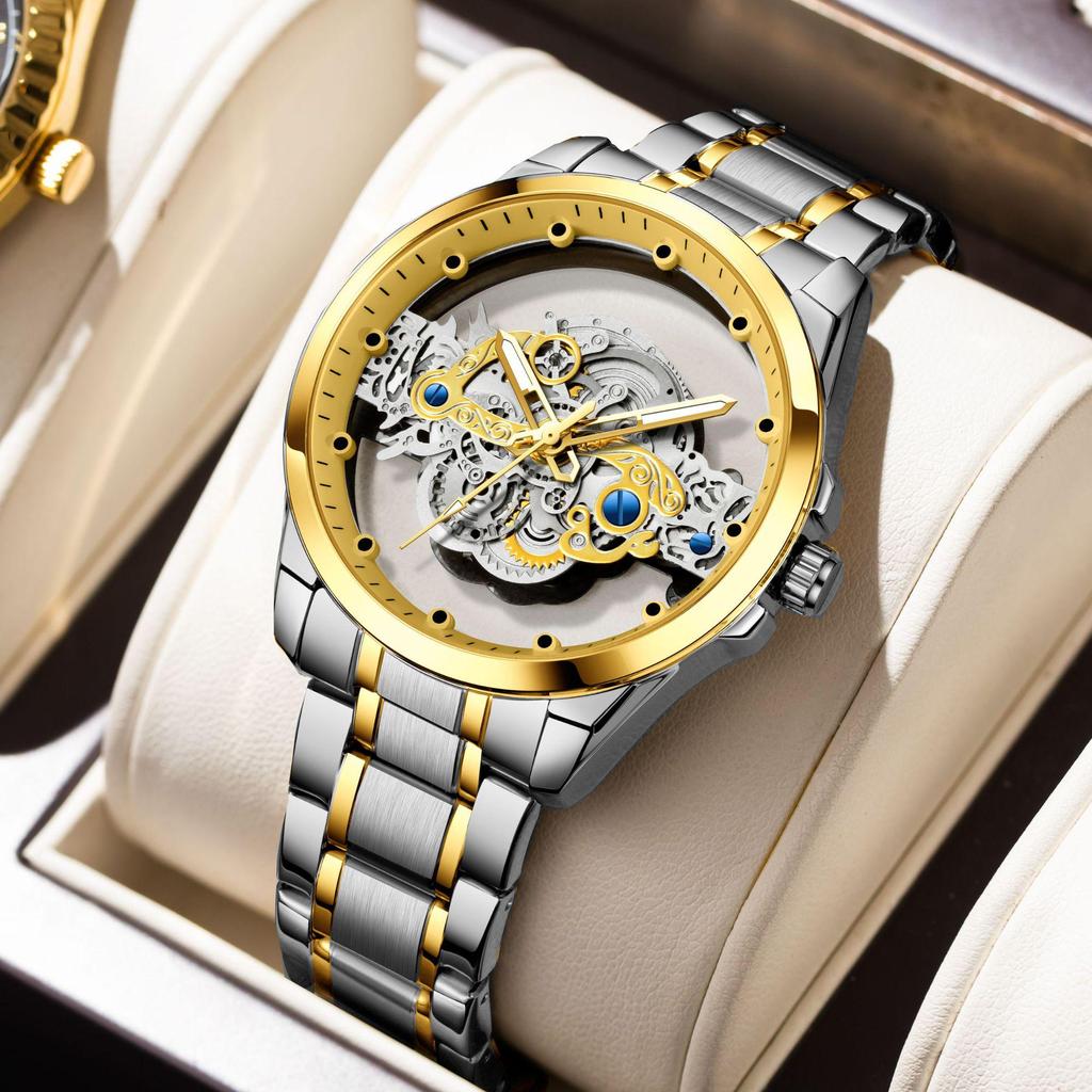 Men's Double-Sided Luminous Automatic Watch - Waterproof & Non-Mechanical