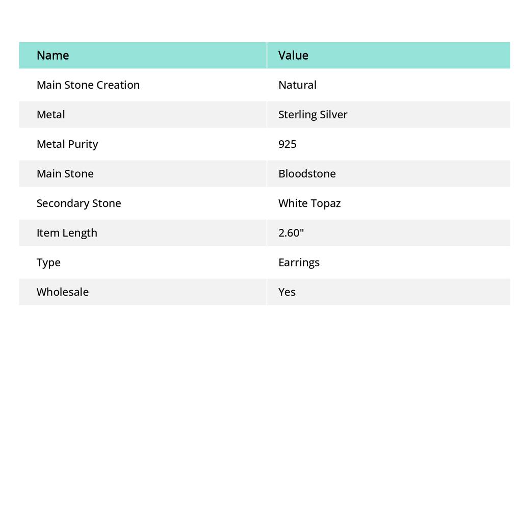 Гелиотроп, Белый Топаз Ювелирное Изделие из Стерлингового Серебра 925 Серьга 2,60" o7Z09