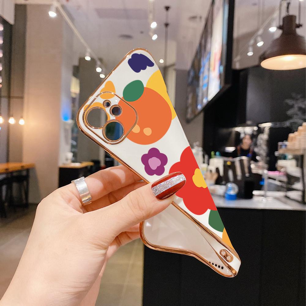 Красочные печатные узоры с квадратным краем корпуса с покрытием корпуса телефона Роскошное покрытие Мягкий чехол для телефона для iPhone Motorola Moto OnePlus Samsung