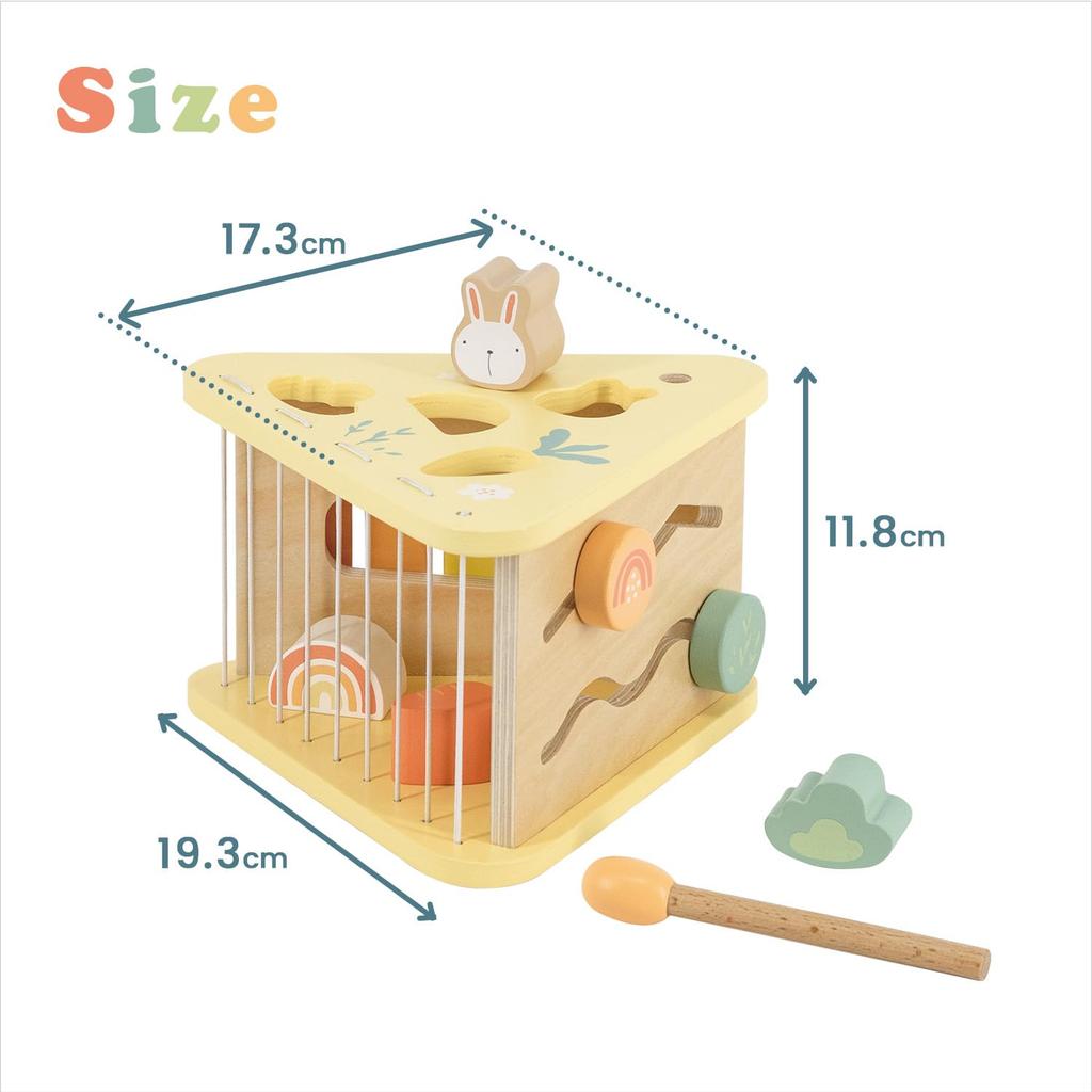 PolarB Серия "Зайчик" Развивающая Деревянная Игрушка-Напальчник для Малышей от 18 Месяцев и TYPR44291 Коробка, 5-в-1, Игрушка, Подбор Форм, Глокеншпиль, Игрушка, Игра,