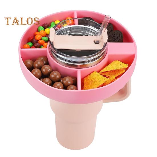 Силиконовое кольцо для закусок с 4 отделениями, идеально подходит для контейнера для закусок, простые многоразовые тарелки для закусок для чашки на 40 унций