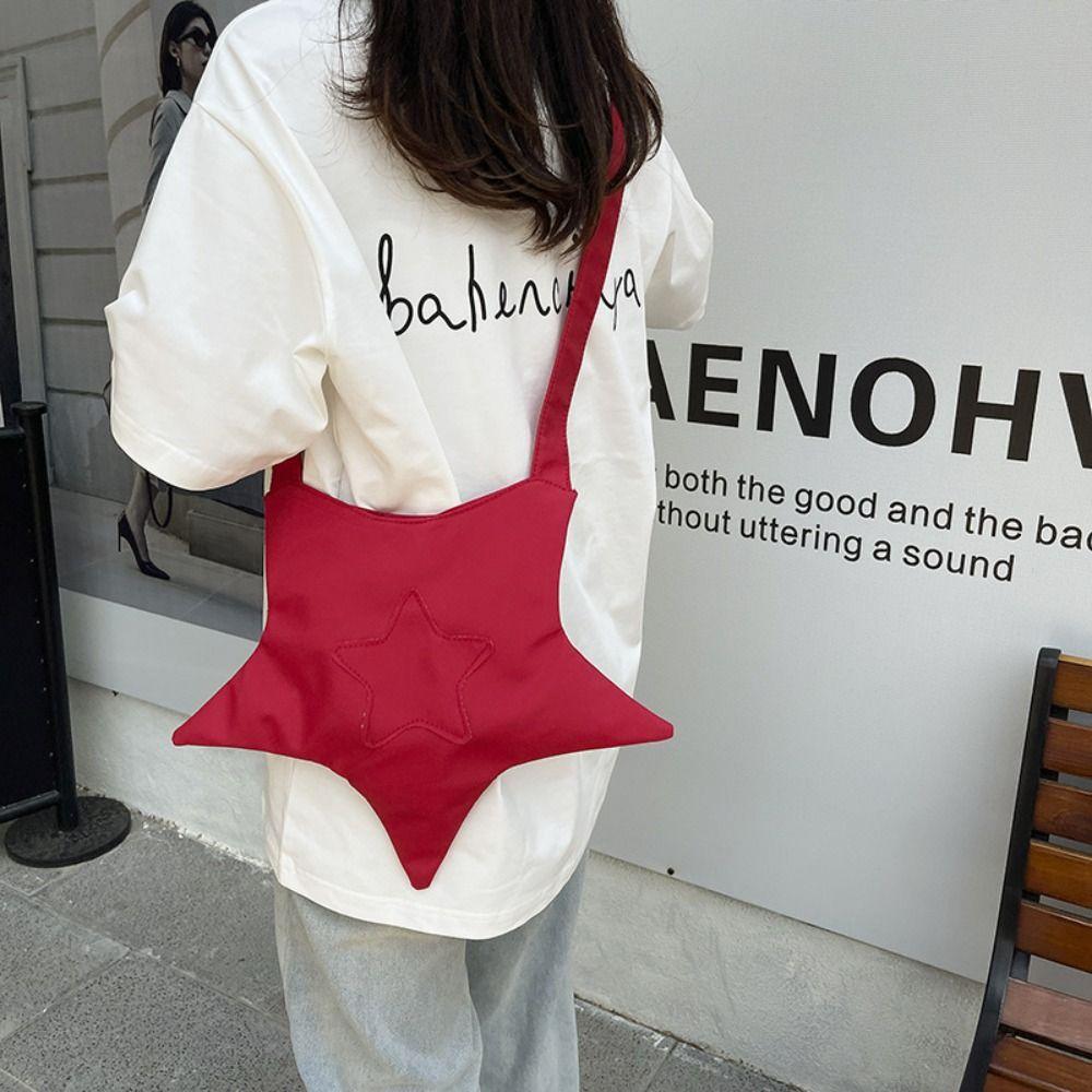 Creative Star Crossbody Bag Harajuku Five-pointed Star Canvas Bag Star Shape Shoulder Bag Students