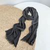 Solid Color Cotton Crinkled Scarf for Women Retro Neck Warmer Decorative Narrow Long Striped Scarf Wrap Shawl for Autumn 220cm
