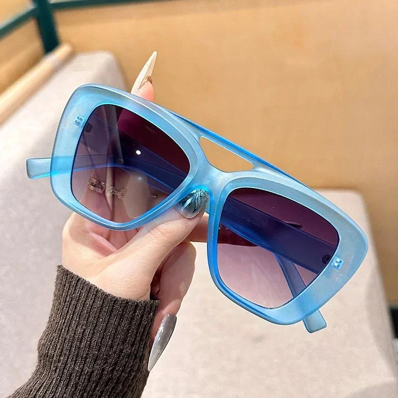 Summer New Large Frame Double Beam Sunglasses High Texture Fashionable Personalized Outdoor Uv400 Protection Sunglasses