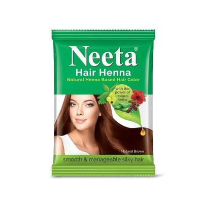 Neeta Hair Хна Натуральная краска для волос на основе хны с силой натуральных трав для гладких и шелковистых волос 25 г Натуральный коричневый (Пакет из 10)
