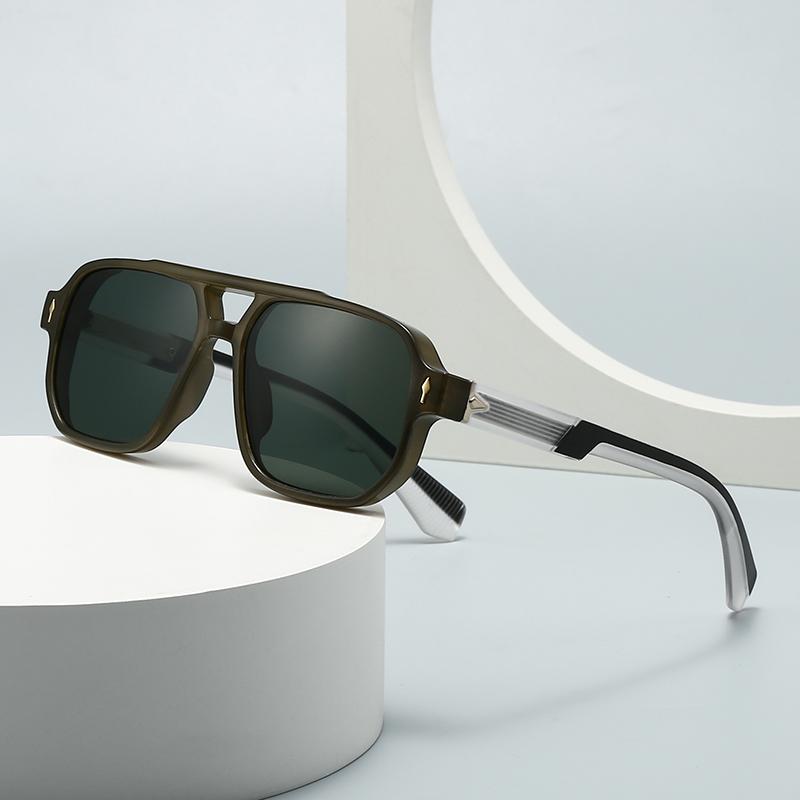 New European And American Male Aviator Glasses Retro Double-Brorgon Square Frame Sunglasses Spot 62011