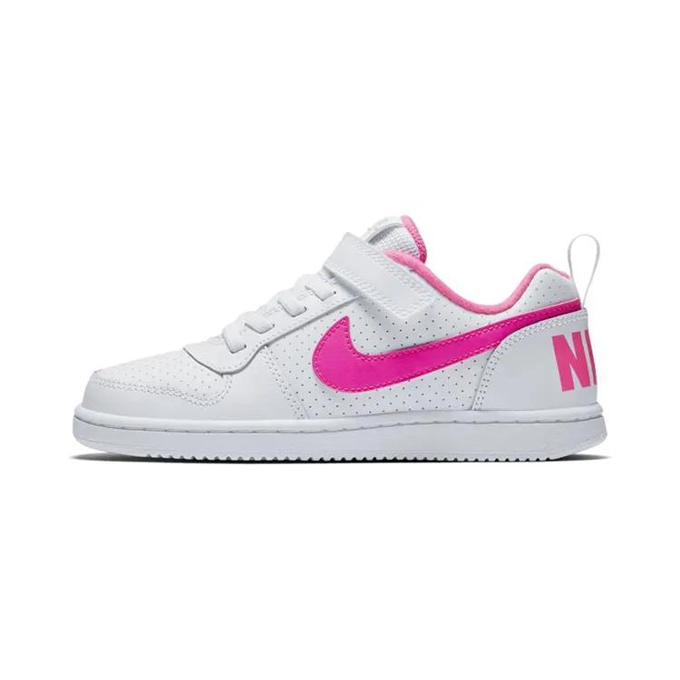 Nike Court Borough Abrasion Resistant Low top Kids' Skateboarding Shoes White Pink Children Aged 3 7 Years Old (Unisex)