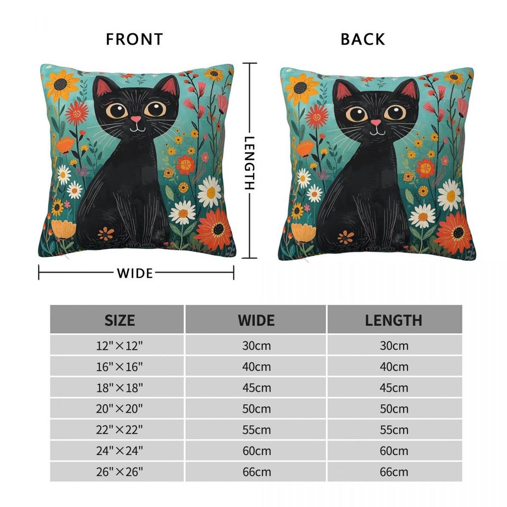 Spring Flower Kitten Square Pillowcase Polyester Linen Velvet Creative Zip Decorative Sofa Cushion Cover