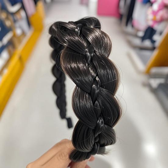 Braided Headband with Teeth Synthetic Heat-Resistant Fibers Realistic Human Hair Headband Secure Hair Fix Hair Hoop