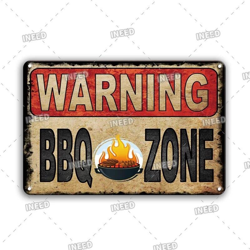 Pizza Zone Metal Poster Tin Plate Ice Cream Hot Dog Vintage Kitchen Iron Painting For Restaurant Party Home Wall Decoration