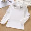 Весенне-осенняя детская одежда для малышей, белая блузка принцессы для девочек с длинными пышными рукавами, хлопковая рубашка для девочек, детские топы