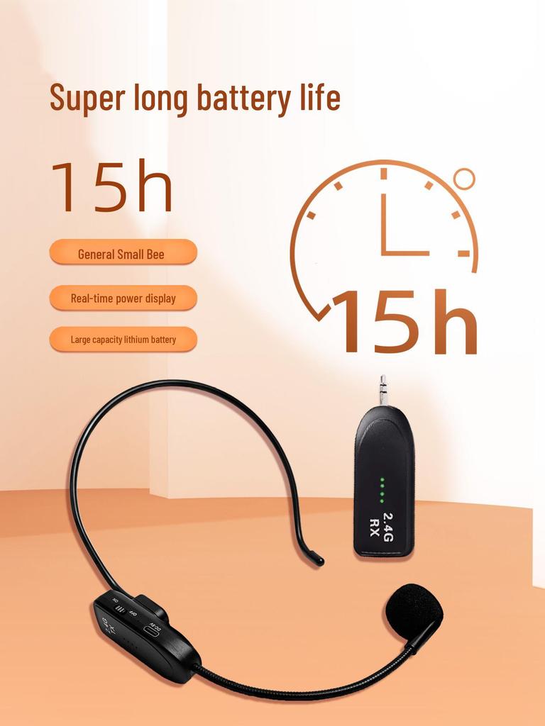 2.4G Wireless Teacher's Microphone Set with Amplifier, Headset, Boom Pole, and Speaker.