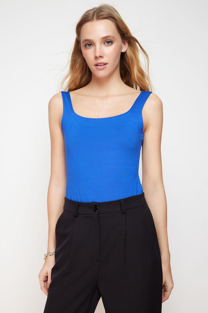 Women's Fashion New Body Green Square Collar Fitted Soft Touch Stretchy Knitted Body with Soft Snaps