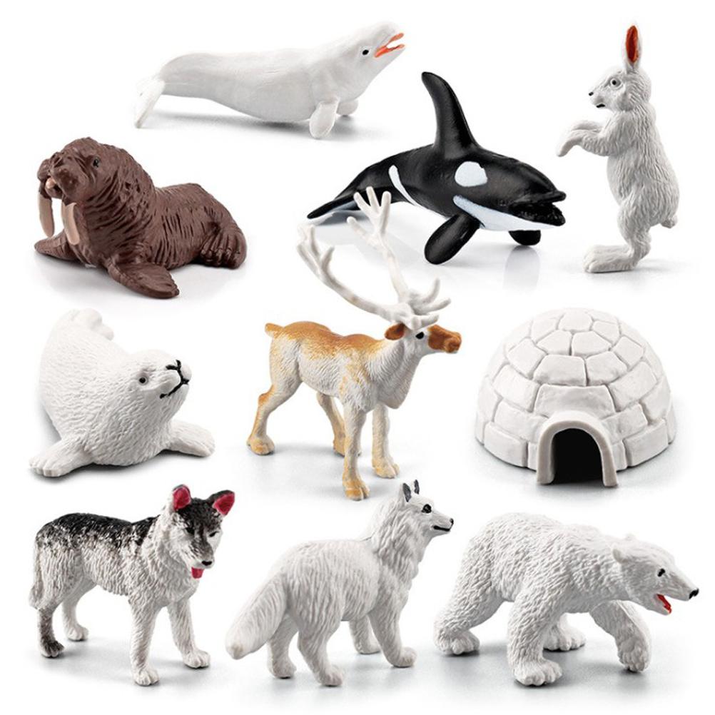 10Pcs Arctic Circle Ocean Sea Animal Figurines Set  Animal Learning Models Figures Christmas New Year Birthdays Gift