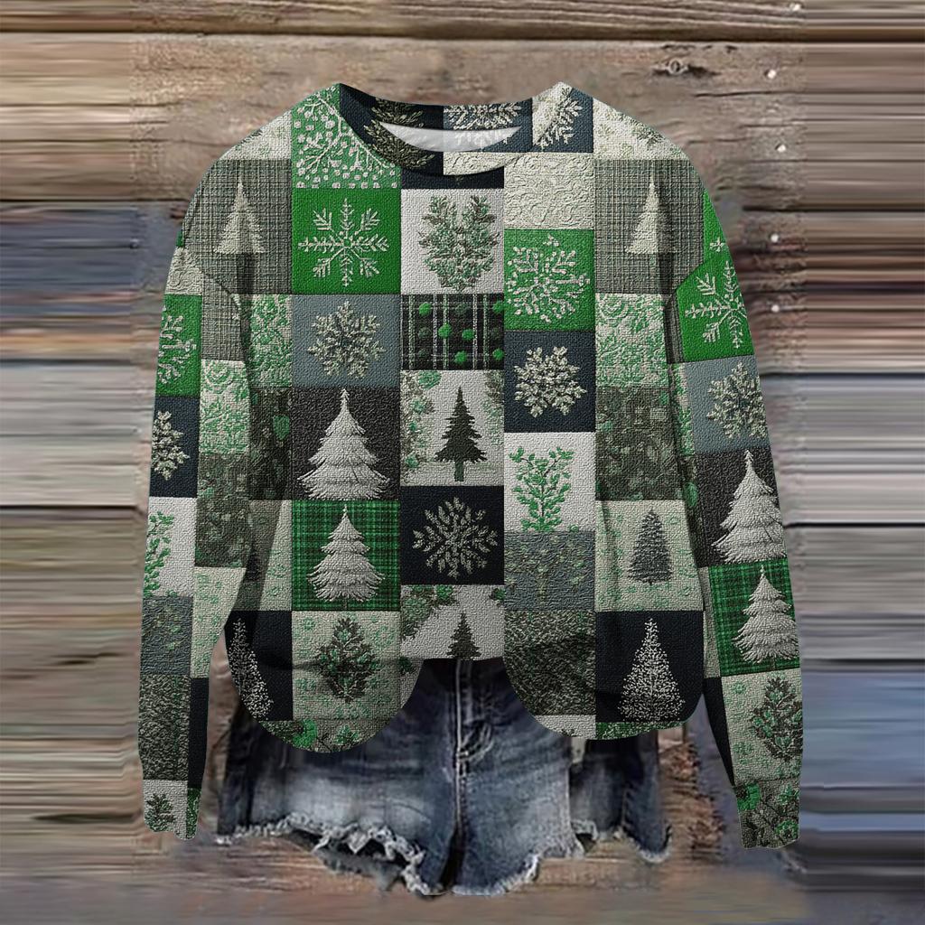 Women's Fashion Printed Long Sleeve Loose Round Neck Sweatshirt Top Fall