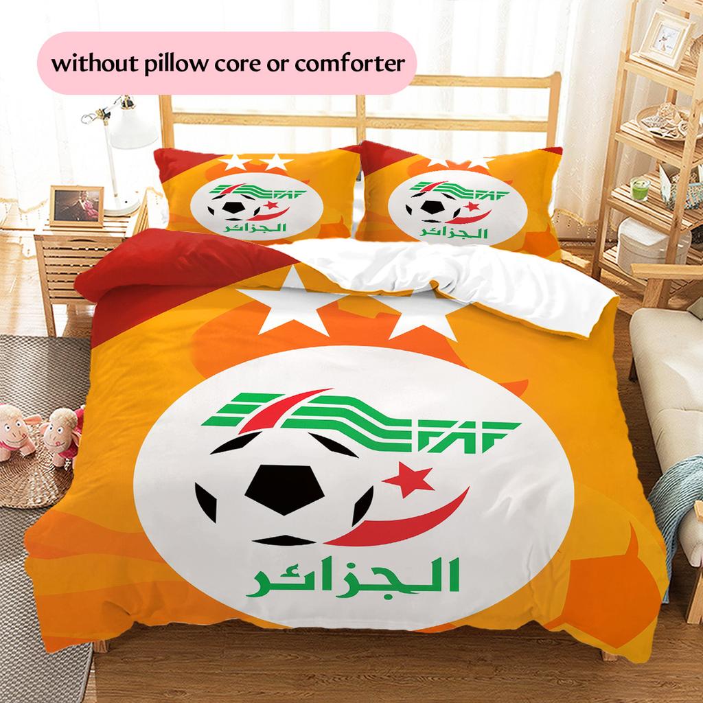 Algeria National Football Team Pattern Bedding Quilt Set Home Decoration Gift (1 * duvet cover + 2 * pillowcase without core)