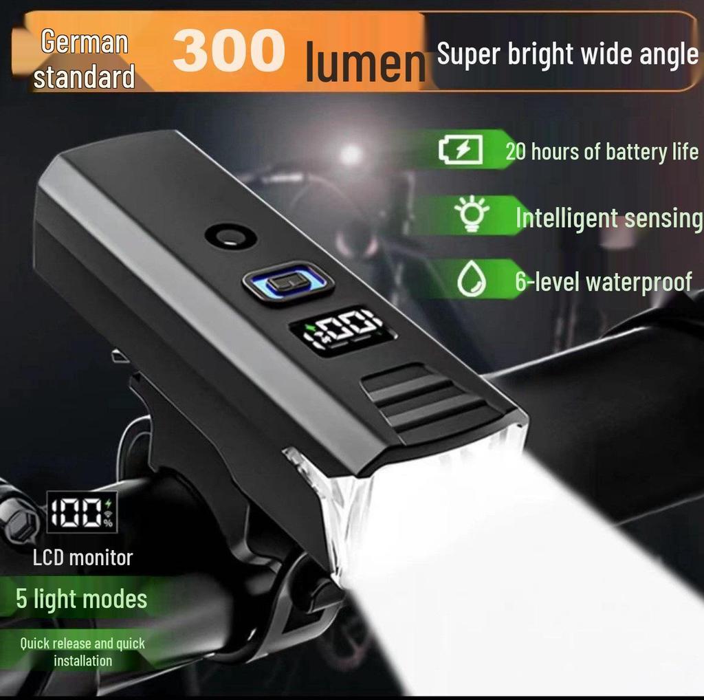 High Brightness Bicycle Light with TYPE-C Charging & Digital Display for Night Riding