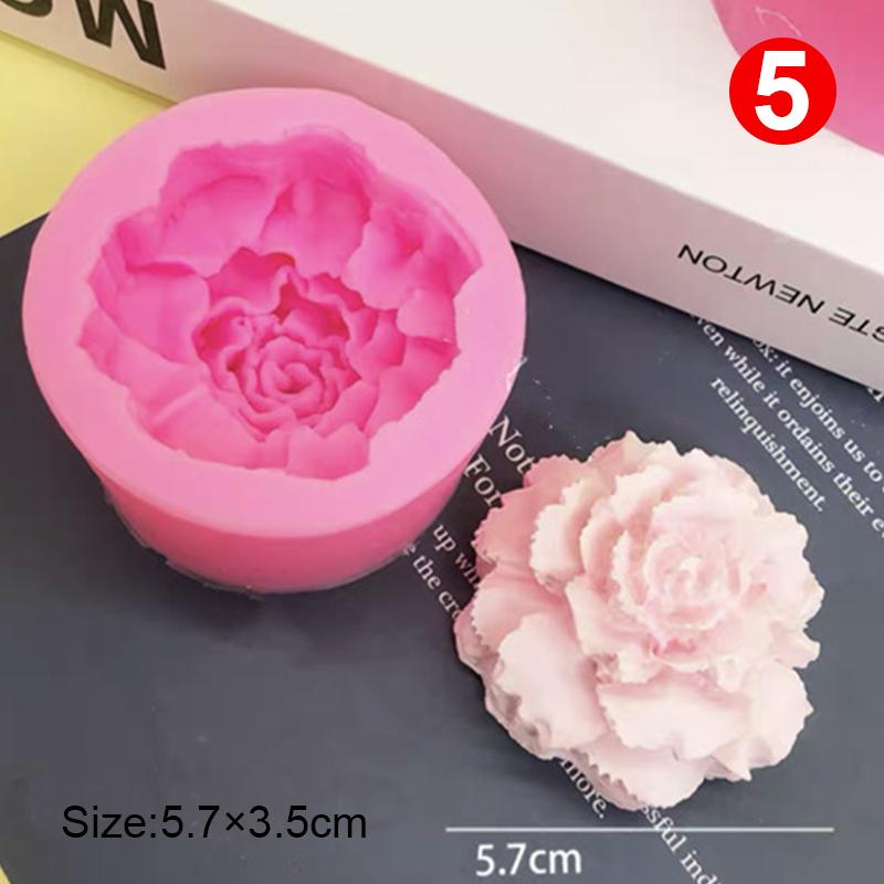 3D силиконовые формы, формы для роз, ароматерапия, гипсовые изделия, глиняная форма для свечей, пион, гипс, инструмент для выпечки своими руками