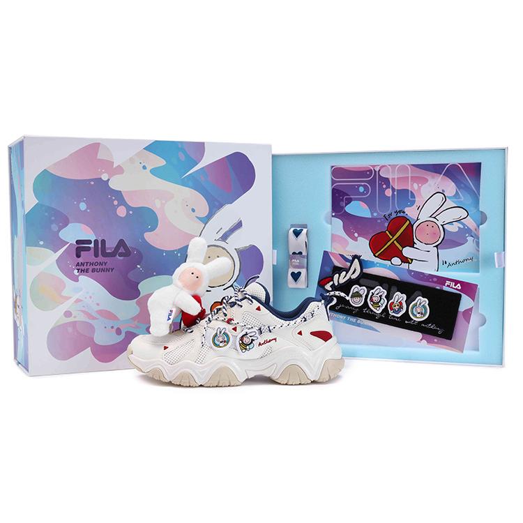ANDONGNIBUERTU x FILA Совместное издание, Кроссовки-лапки Кошки Низкие Массивные Кроссовки Женские Красный Белый Подарочный Набор F12W332122FSB