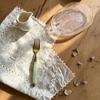 Classical Flower Embroidered Lace Placemats Soft Flounced Lightweight Table Cup Mat Square French Coasters Table Decor