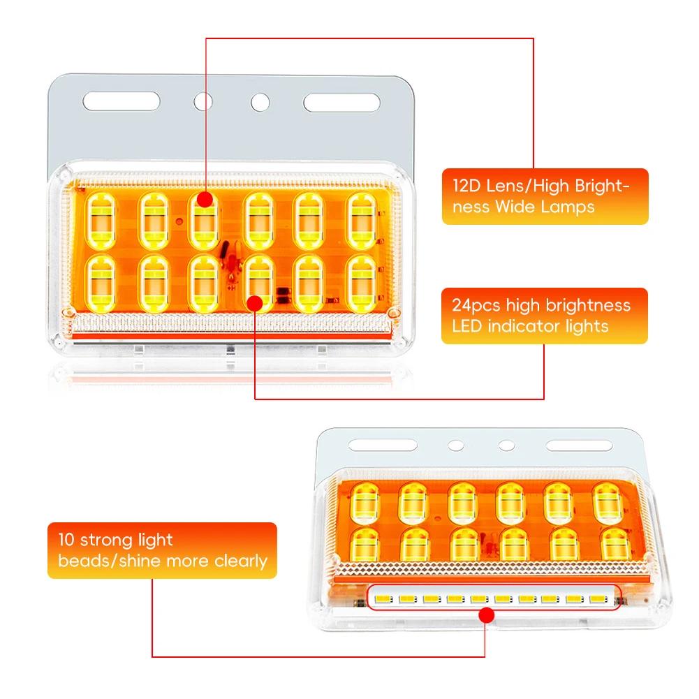 Универсальные 24 В 12 светодиодов Боковые габаритные огни для автомобиля Грузовик Внешние огни автомобиля Сигнальная лампа указателя поворота Предупреждение Задний фонарь Прицеп Грузовик