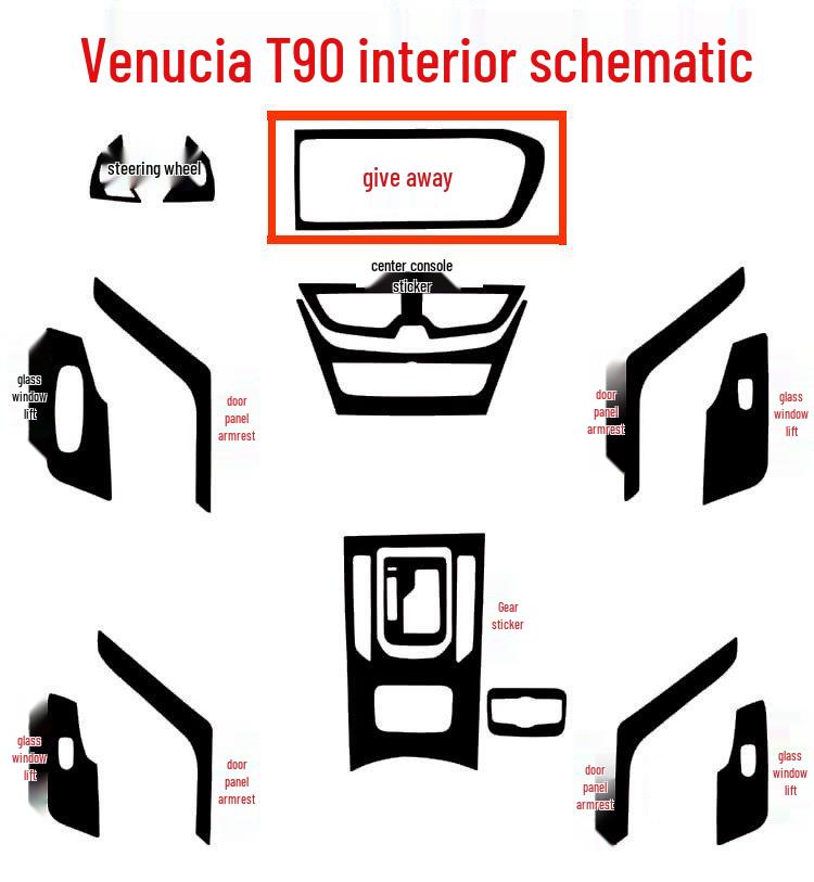 Venucia T90 Carbon Fiber Interior Console & Gear Protection Stickers