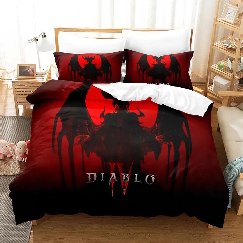 Новый Постельный Комплект Diablo IV Односпальный Полуторный Двуспальный Кингсайз Аниме Покрывало Для Взрослых Мальчиков Декор Спальни Кингсайз, Квинсайз
