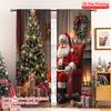 2pcs 2D Flat Printing Christmas Party Curtain Christmas Santa Fireplace Cat 100% Polyester Without Electricity 0 for