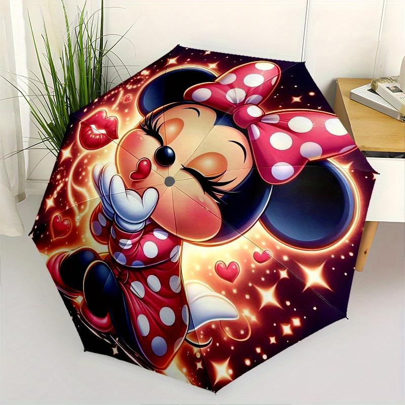 Minnie Mouse Automatic Opening and Closing Umbrella, Compact Travel Umbrella, Lightweight and Portable, Suitable for Beach Commuting Busines